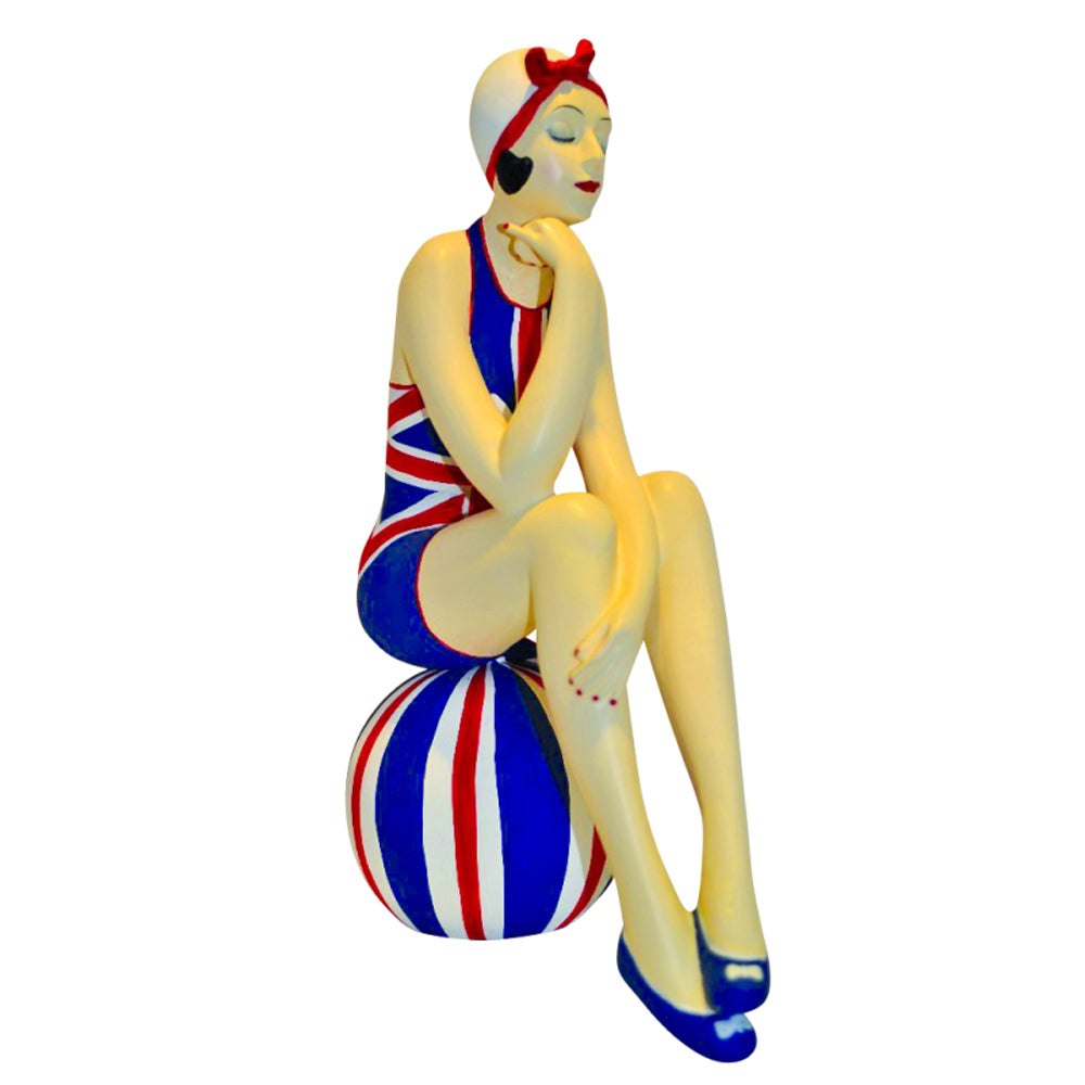 Bathing Beauty Figurine in a Union Jack Bathing Suit