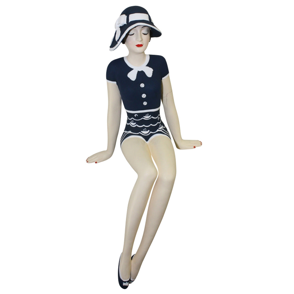 Bathing Beauty in Nautical Navy-Blue Suit