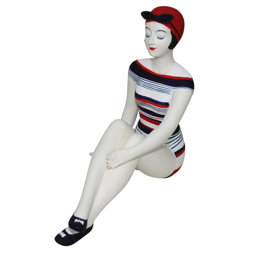Medium Bathing Beauty Figurine in Striped Suit