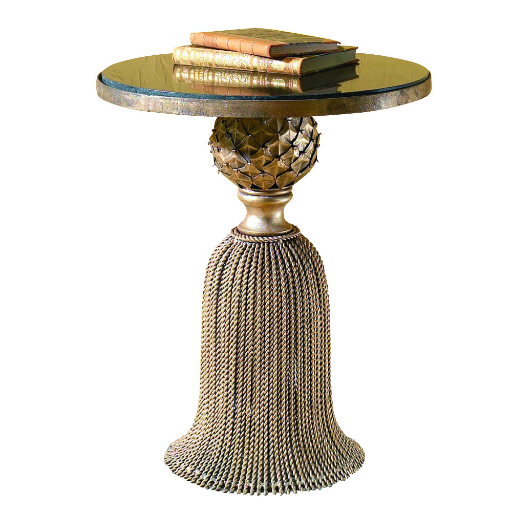 Black Granite Side Table with Antique Gold Finish