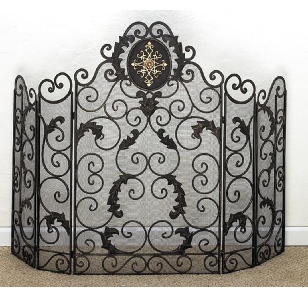 Custom Monogrammed Fireplace Screen, Large 5-Panel