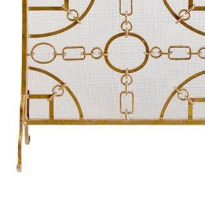 Single Panel Fireplace Screen in Italian Gold