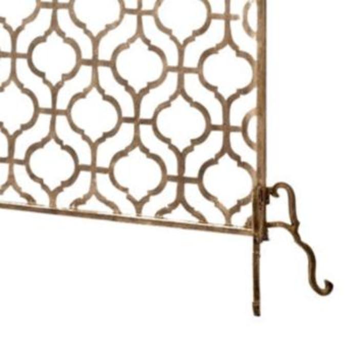 Large Single Panel Fireplace Screen in Light Burnished Gold