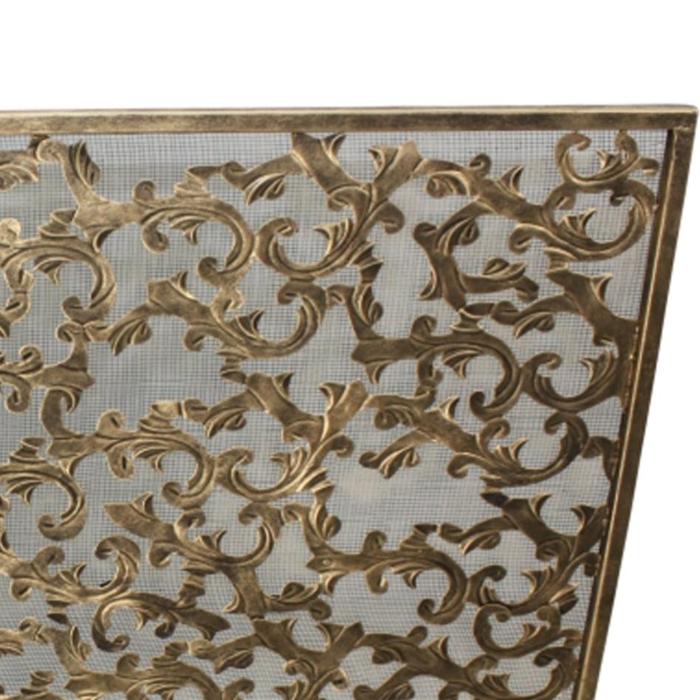 Single Panel Fireplace Screen in Light Burnished Gold Leaf Design