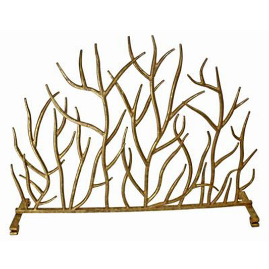 Single Panel Italian Gold Iron Twig Fireplace Screen