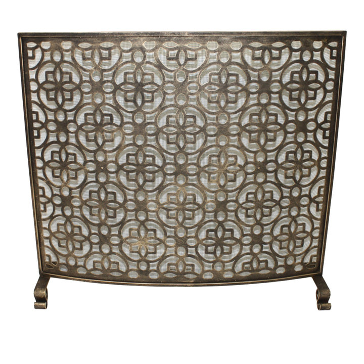 Light Gold Fireplace Screen, Curved Design