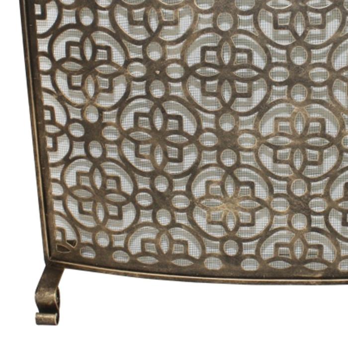 Light Gold Fireplace Screen, Curved Design