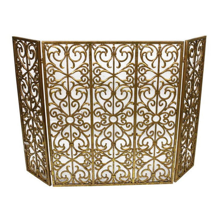 3-Panel Fireplace Screen Italian Gold