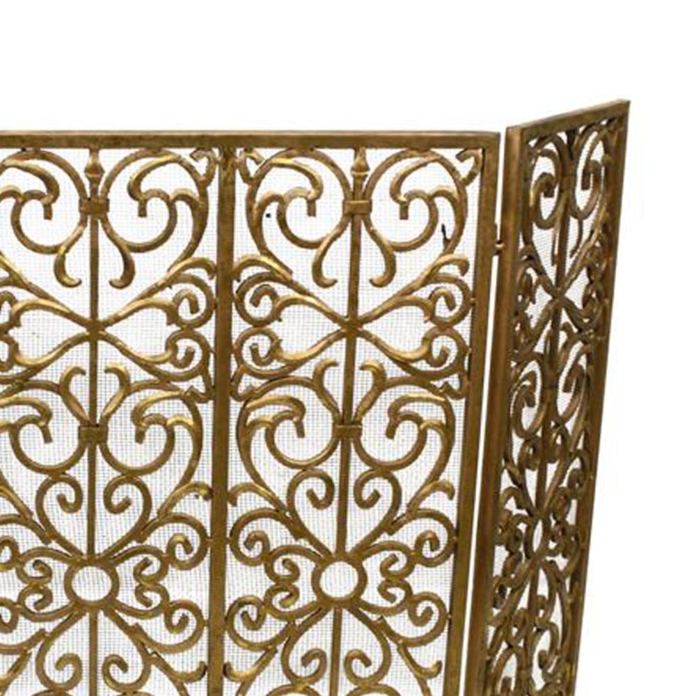 3-Panel Fireplace Screen Italian Gold