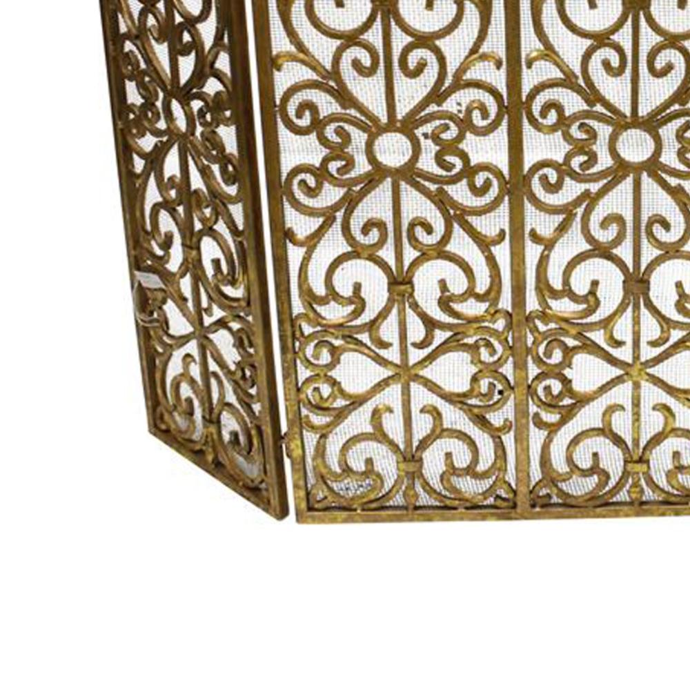 3-Panel Fireplace Screen Italian Gold