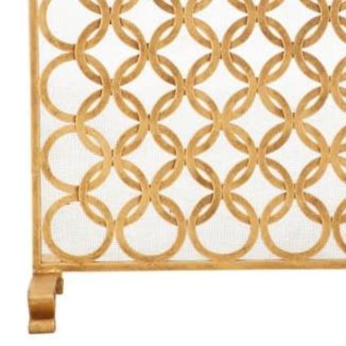 Single Panel Fireplace Screen in Italian Gold with Abstract Design