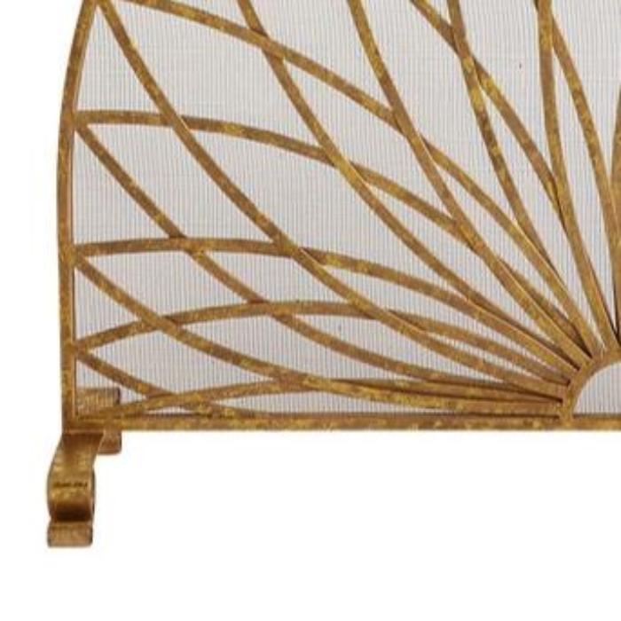 Single Panel Fireplace Screen in Italian Gold and Arch Design