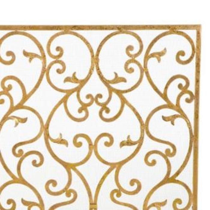 Single Panel Fireplace Screen in Italian Gold Scroll Work