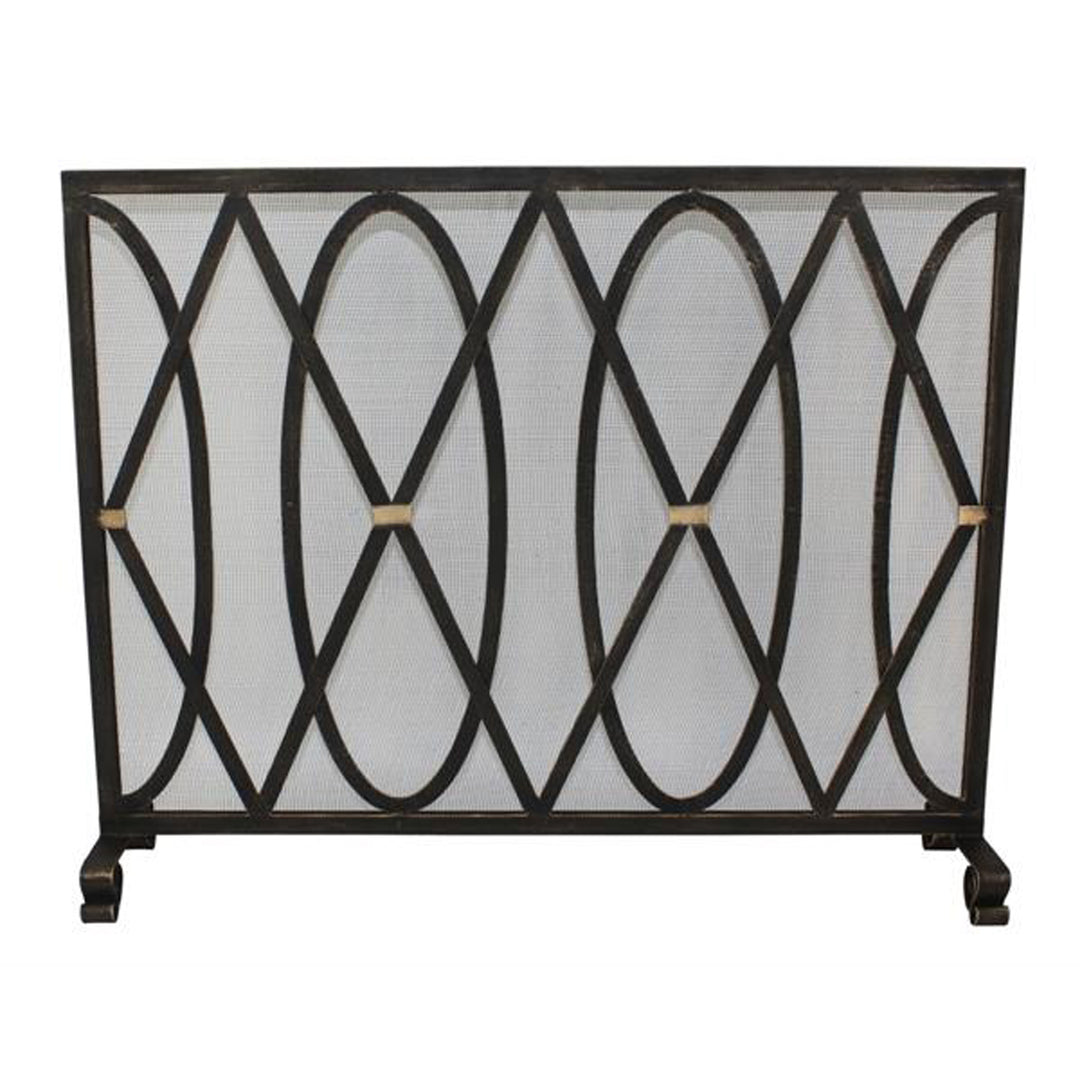 Single Panel Fireplace Screen in Burnished Gold