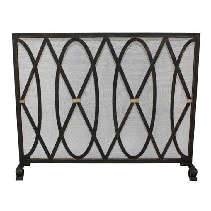 Single Panel Fireplace Screen in Burnished Gold