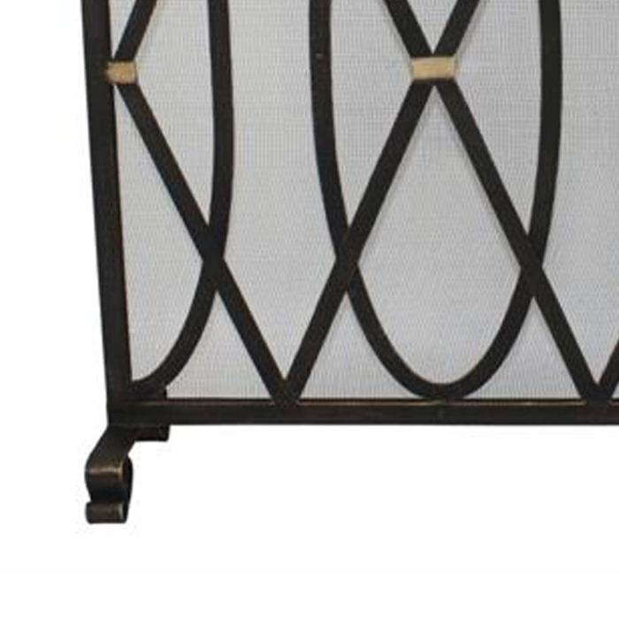 Single Panel Fireplace Screen in Burnished Gold