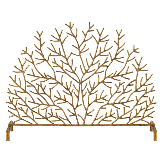 Single Panel Fireplace Screen in Italian Gold Coral Design