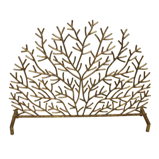 Single Panel Fireplace Screen in Italian Gold Coral Design