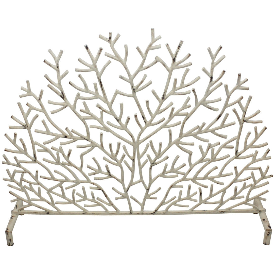 Coral Fireplace Screen in Antique White Single Panel