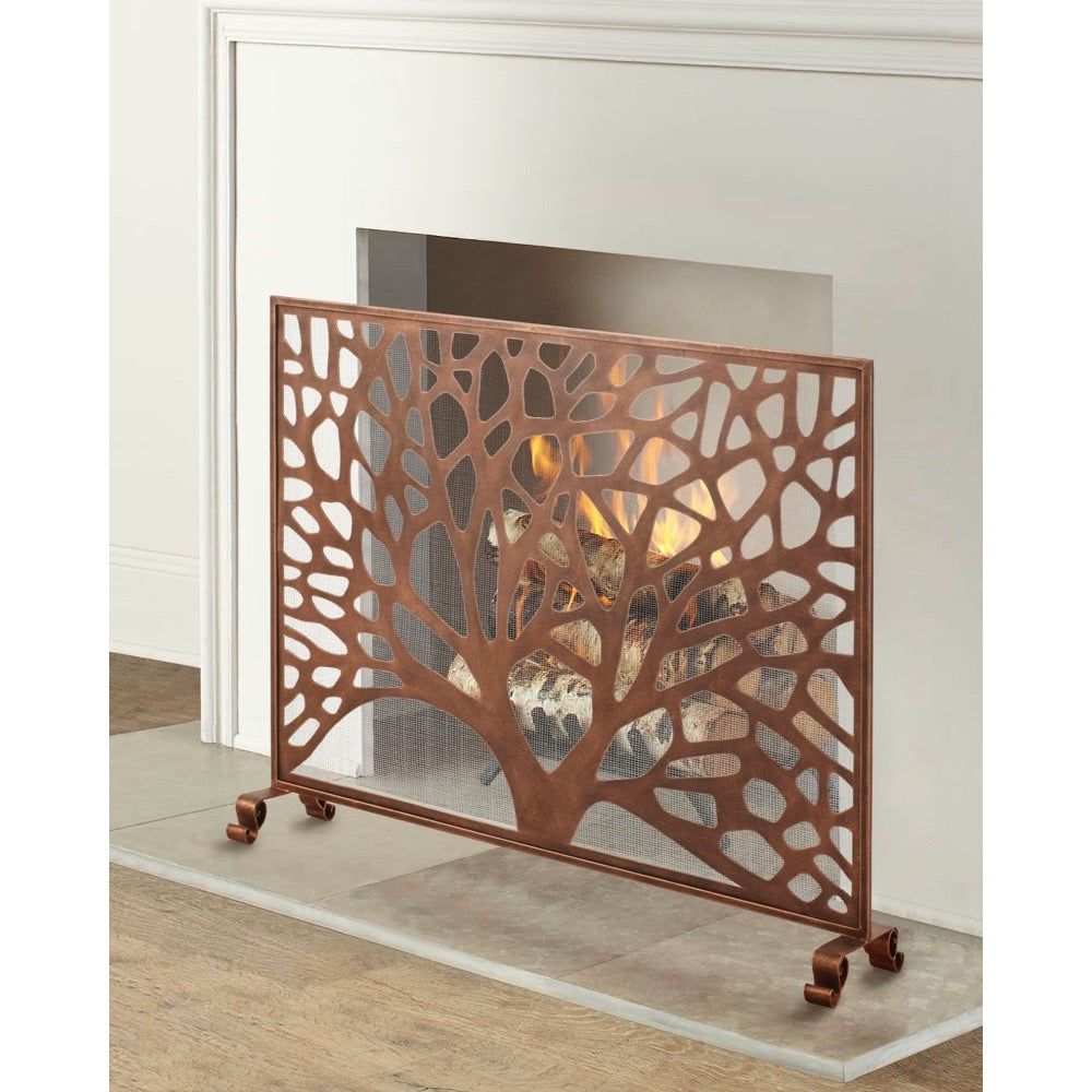 Single Panel Fireplace Screen in Rose Gold