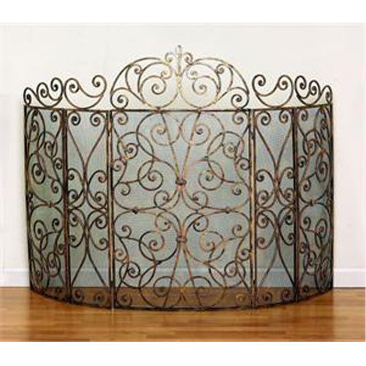 5-Panel Antique Gold Fireplace Screen