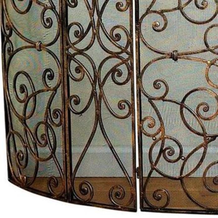 5-Panel Antique Gold Fireplace Screen