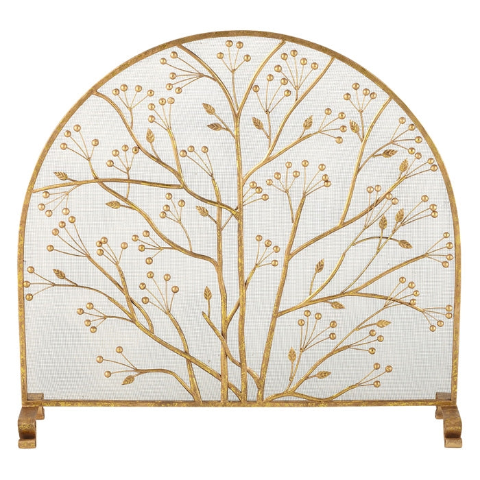 Fireplace Screen in Gold with Arched Top