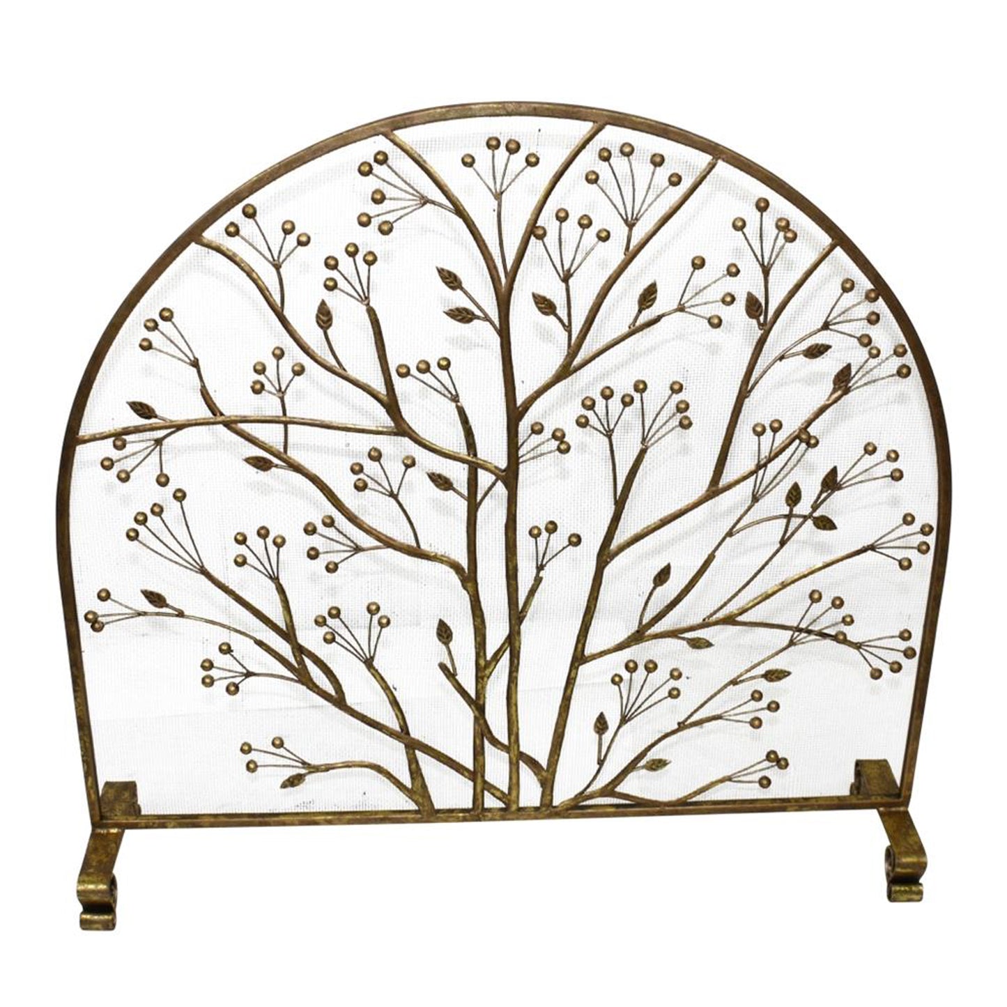 Fireplace Screen in Gold with Arched Top