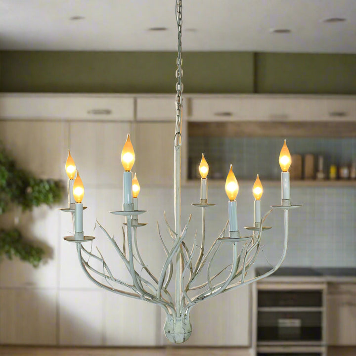 Large Antique White Twig Style Chandelier