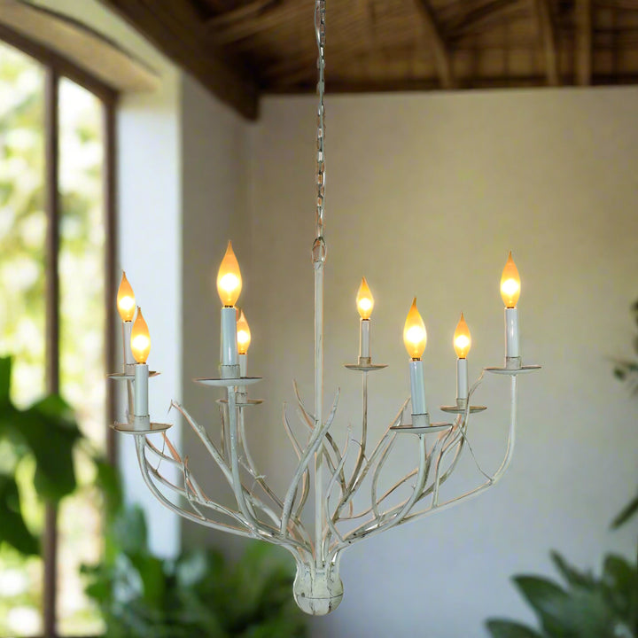 Large Antique White Twig Style Chandelier