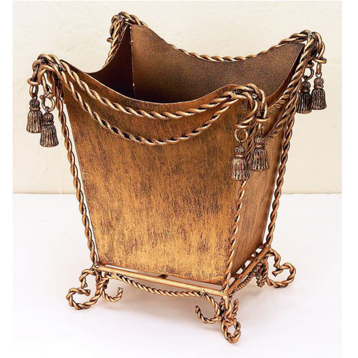 Antique Gold Waste Paper Basket with Iron Tassels