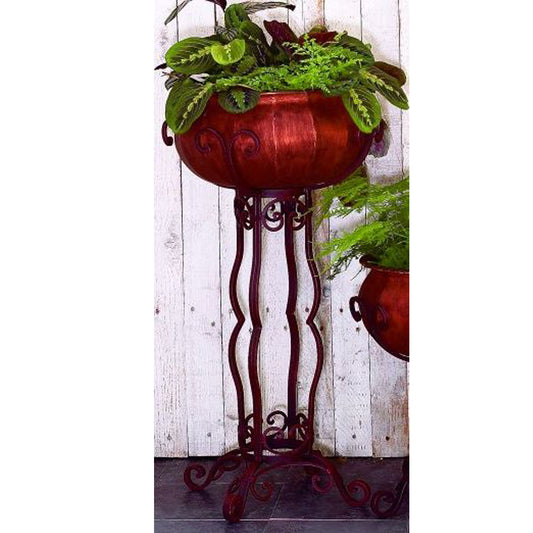 Wrought Iron Tall Planter Faux Copper