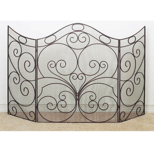 Large Antique Brown Fireplace Screen
