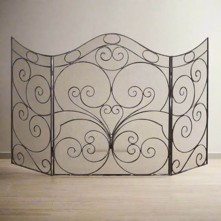 Large Antique Brown Fireplace Screen