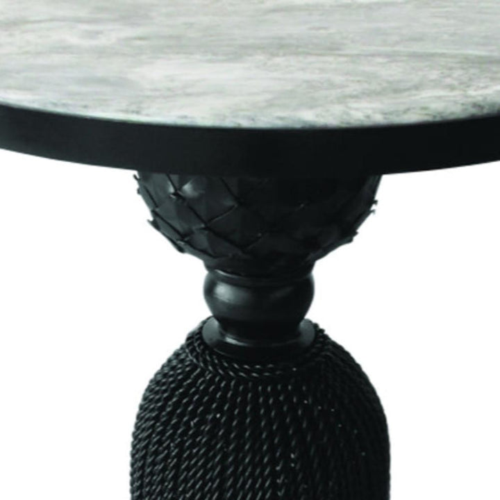 Black Twisted Iron Table with Gray Marble Top