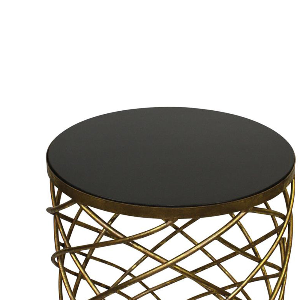 Gold Abstract Side Table Granite Top