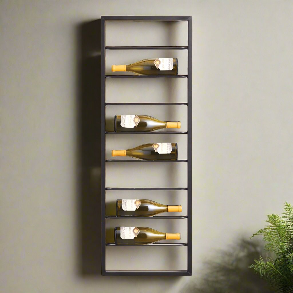 Modern Wall-Mounted 8-Bottle Wine Rack in Sleek Black