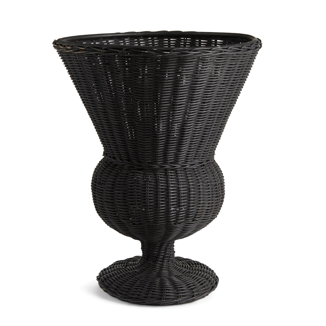 Black Wicker Urn Planter with Classic Design