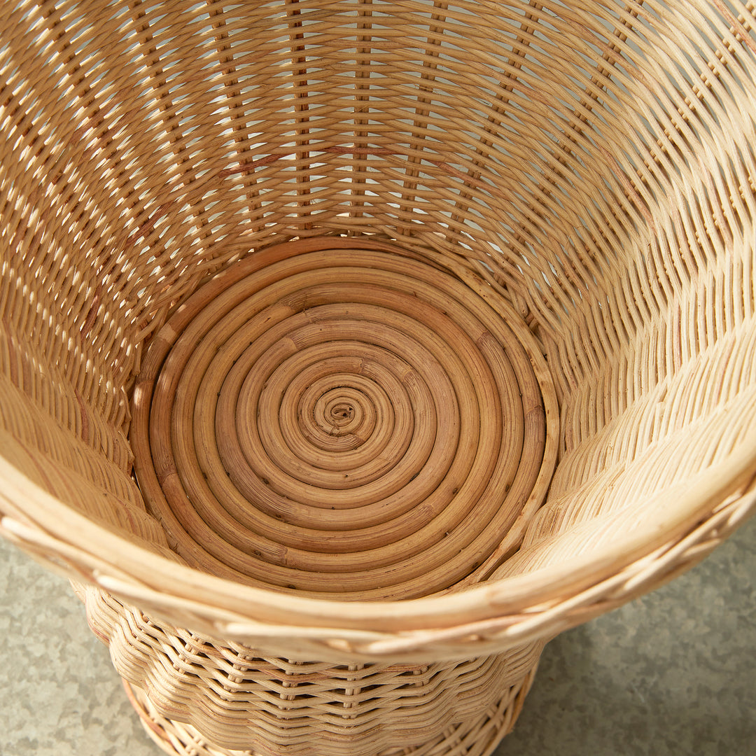 Woven Rattan Urn Planter with Natural Finish