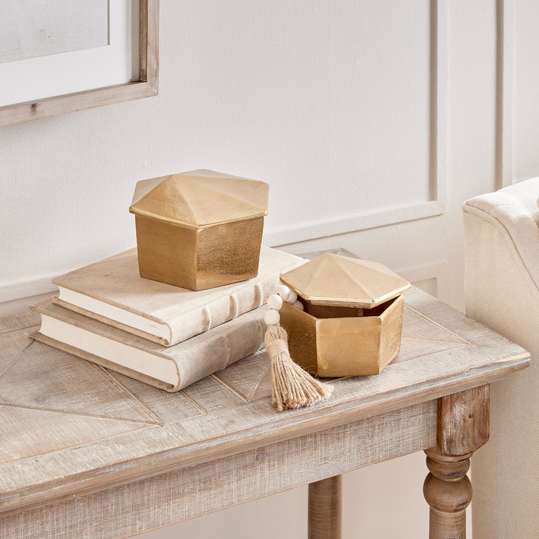 Unique Lidded Gold Boxes for Stylish Storage and Decor