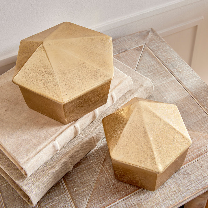 Unique Lidded Gold Boxes for Stylish Storage and Decor