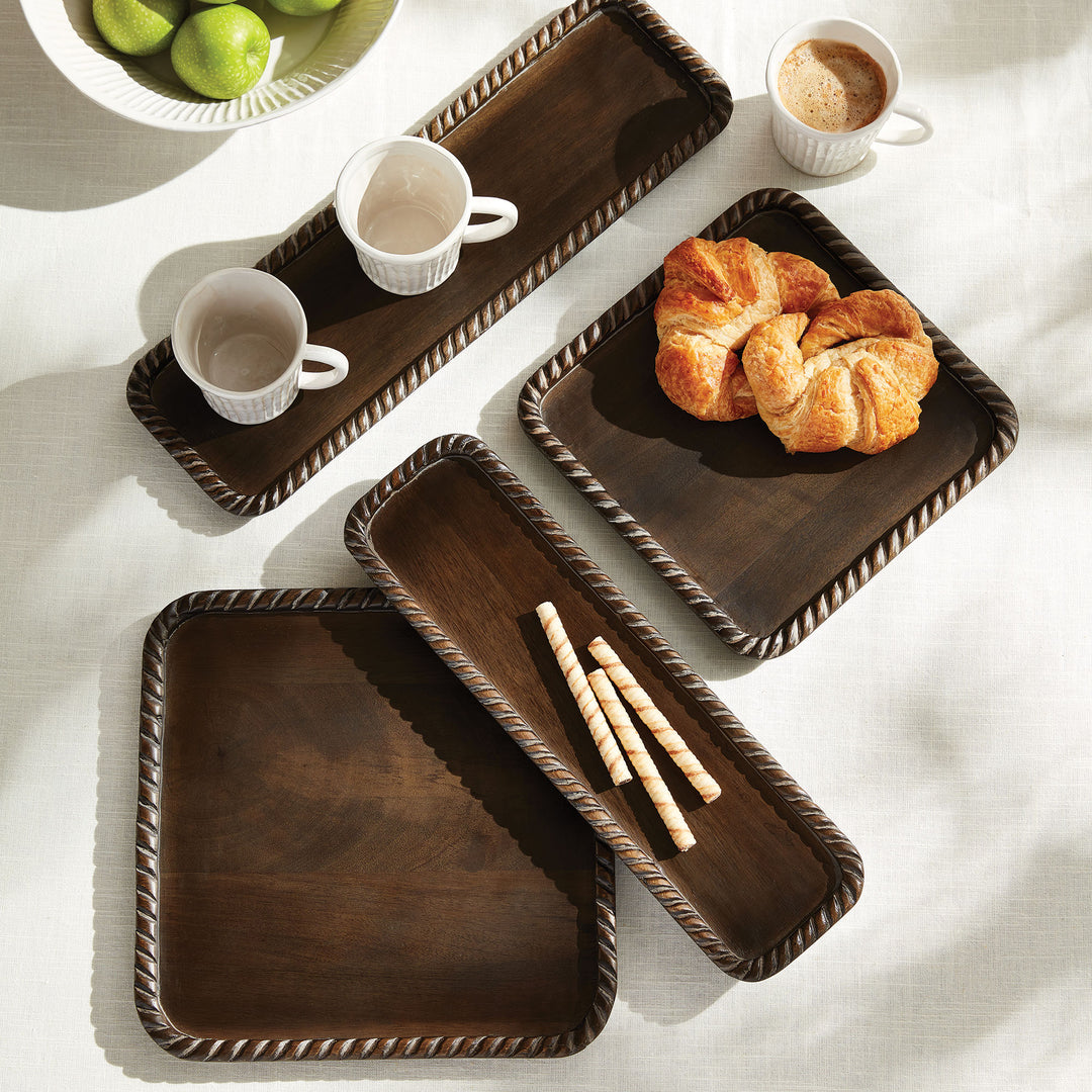 Serving Trays Black Mango Wood, Set Of 2