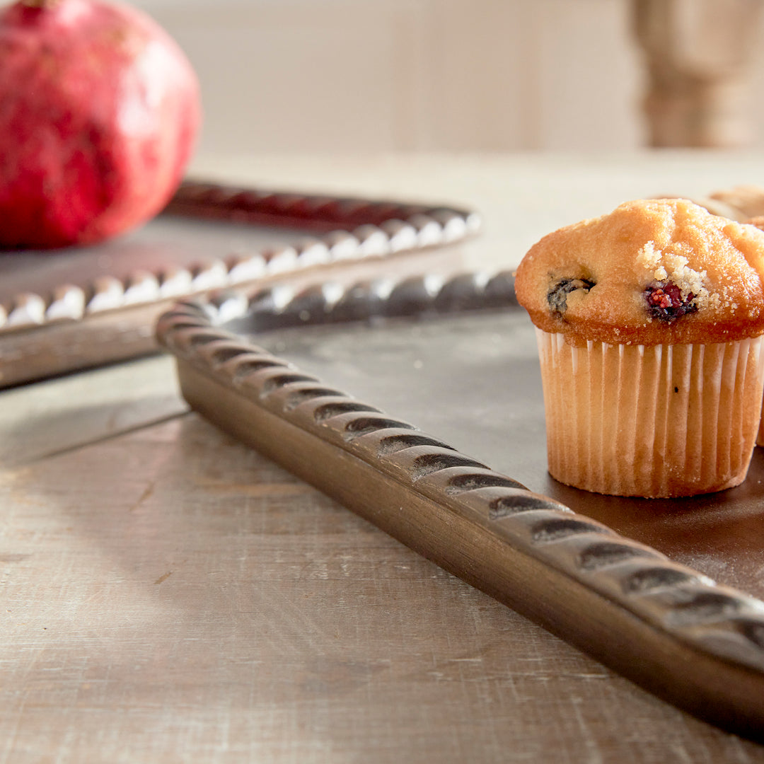 Serving Trays Black Mango Wood, Set Of 2