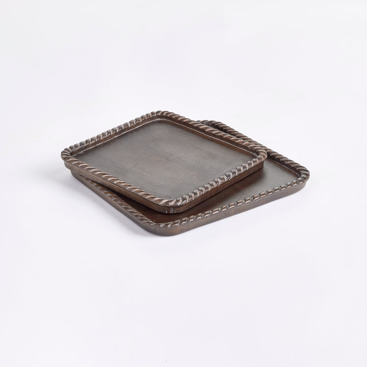 Serving Trays Black Mango Wood, Set Of 2