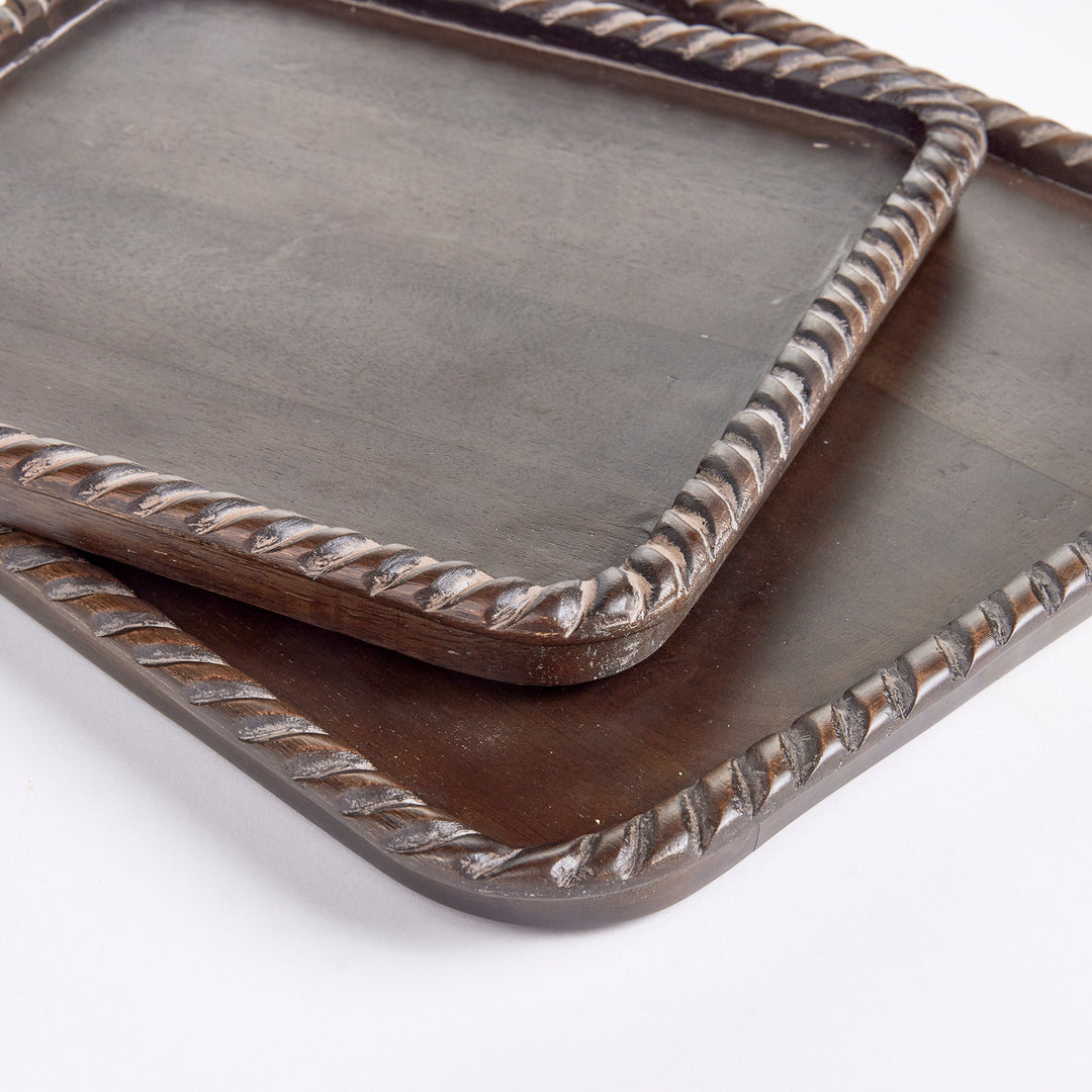 Serving Trays Black Mango Wood, Set Of 2