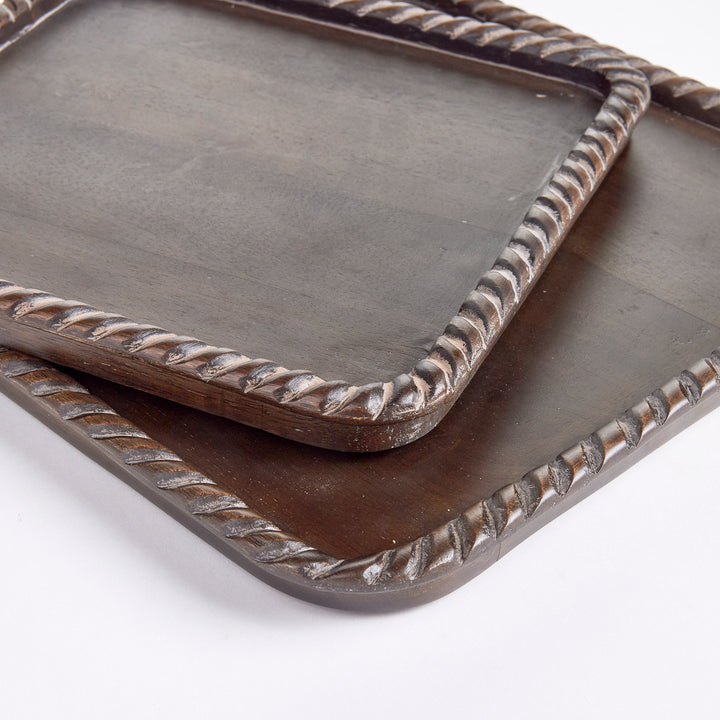 Serving Trays Black Mango Wood, Set Of 2
