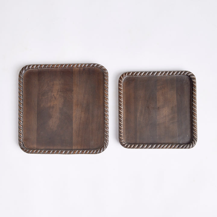 Serving Trays Black Mango Wood, Set Of 2