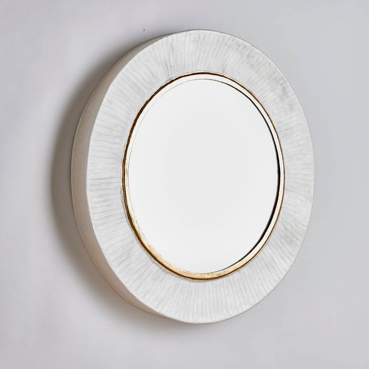 Round White and Gold Wall Mirror – 42"