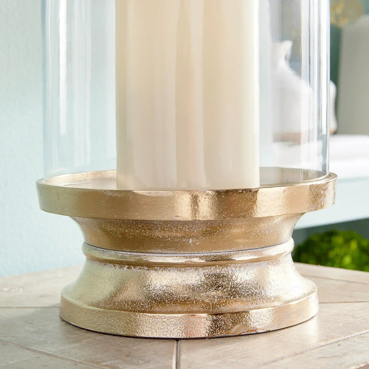Gold Footed Hurricane Candle Holder, Large