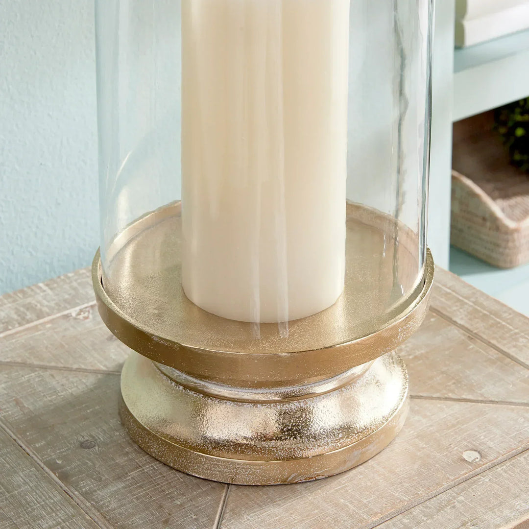 Gold Footed Hurricane Candle Holder, Large